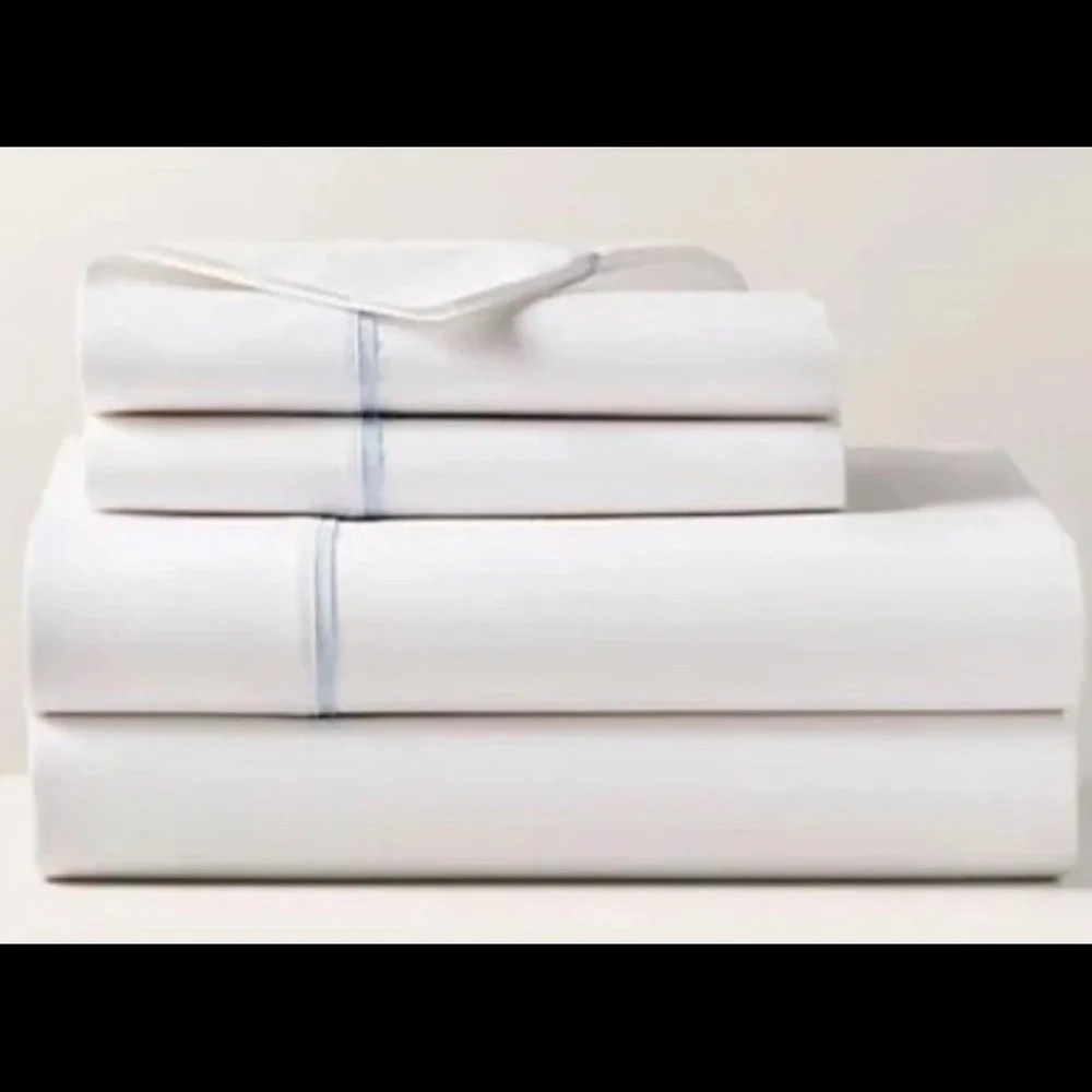 RALPH LAUREN Home Percale Palmer sky Blue Flat Sheet NEW King Organic Cotton